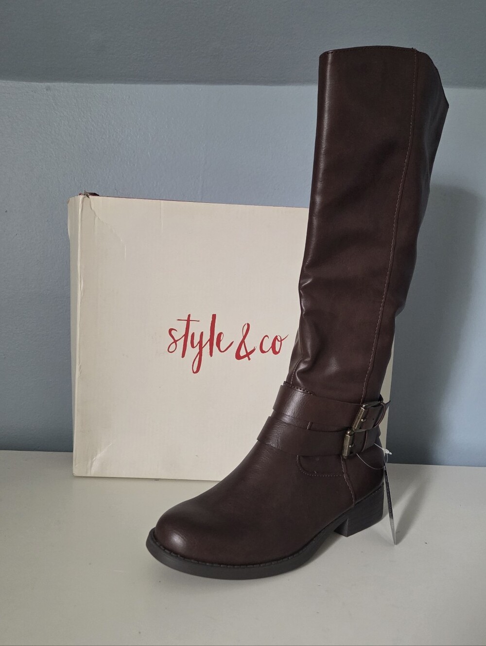 Style & Co Maliaa Brown Buckled Riding Boots Size 5